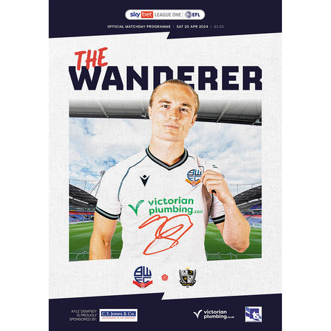 Bolton Wanderers v Port Vale football programmes