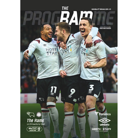 Derby County v Shrewsbury Town football programmes