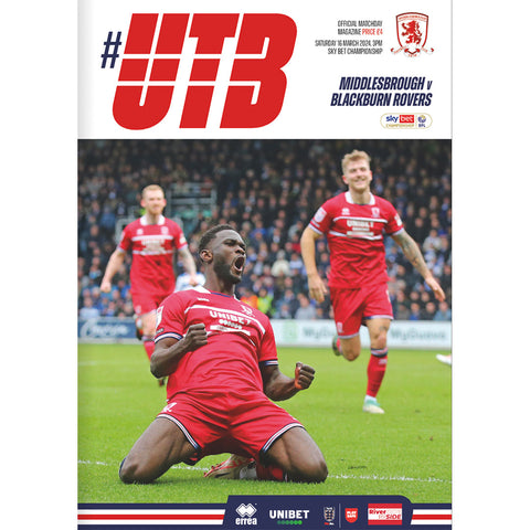 Middlesbrough v Blackburn Rovers football programmes