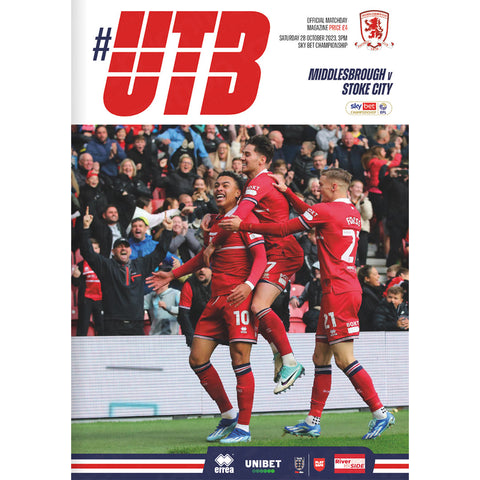 Middlesbrough v Stoke City football programmes