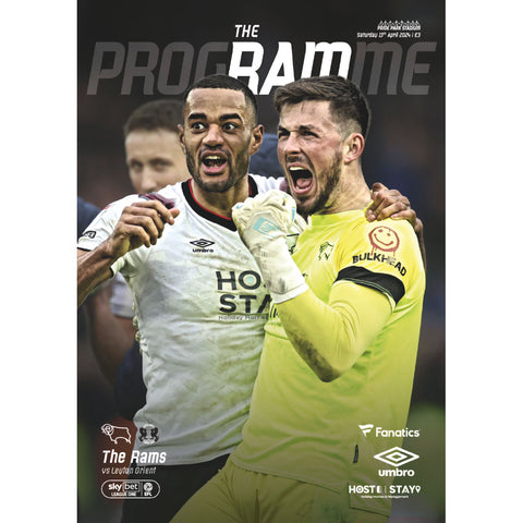 Derby County v Leyton Orient football programmes