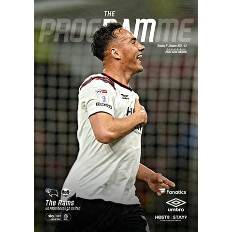 Derby County v Peterborough United football programmes