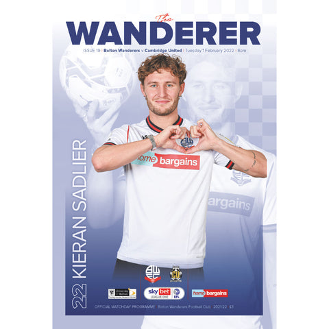 Bolton Wanderers vs Cambridge United football programme