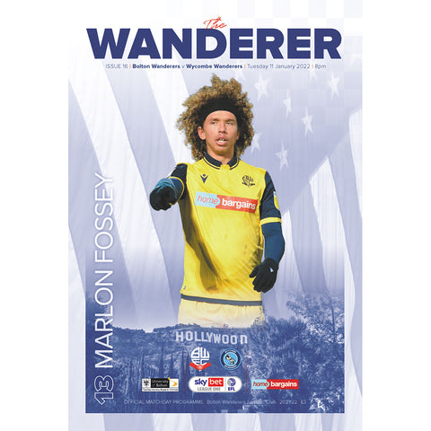 Bolton Wanderers vs Wycombe Wanderers football programmes