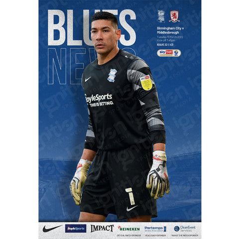 Birmingham City vs Middlesbrough football programmes