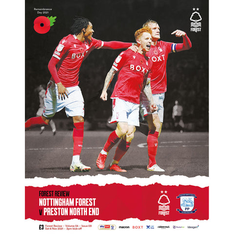 Nottingham Forest vs Preston North End football programmes
