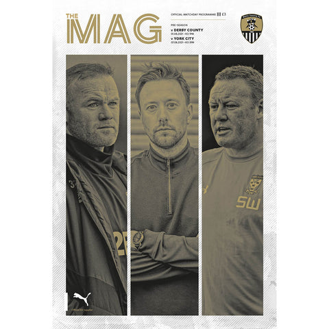 Notts County v Derby County/York City (Pre-season) football programmes