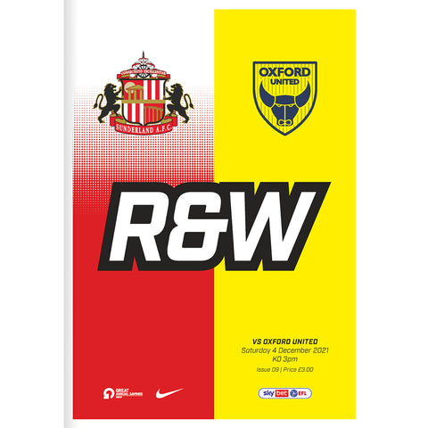 Sunderland vs Oxford United football programmes