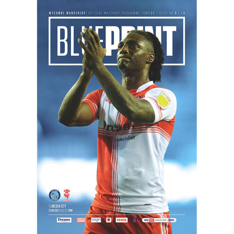 Wycombe Wanderers vs Lincoln City football programmes