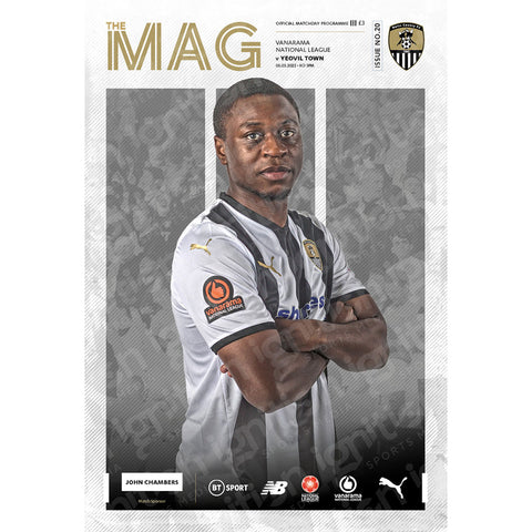 Notts County vs Yeovil Town football programmes